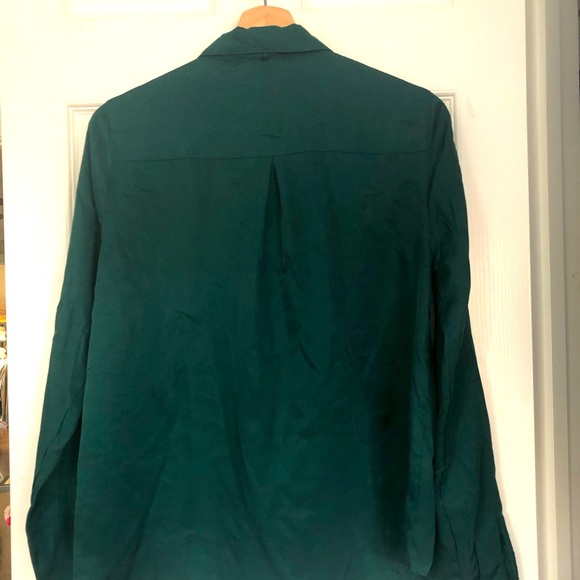 Forest Green Tie Blouse - Picture 2 of 4
